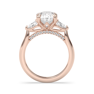 Amsterdam Lotus Prong, 3 Stone Classic, Oval Cut