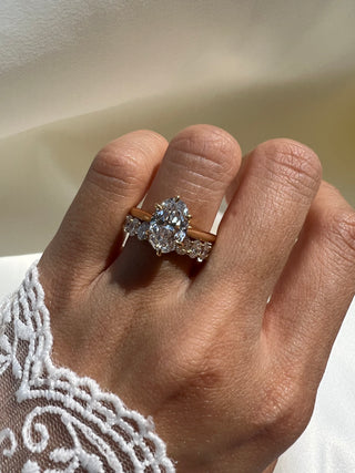 Oval Lab Diamond Half Eternity Wedding Band