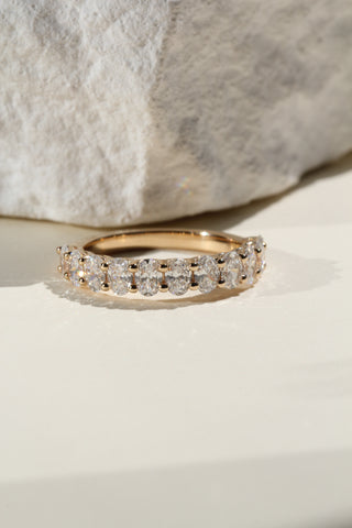 Oval Lab Diamond Half Eternity Wedding Band