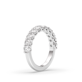 Oval Lab Diamond Half Eternity Wedding Band