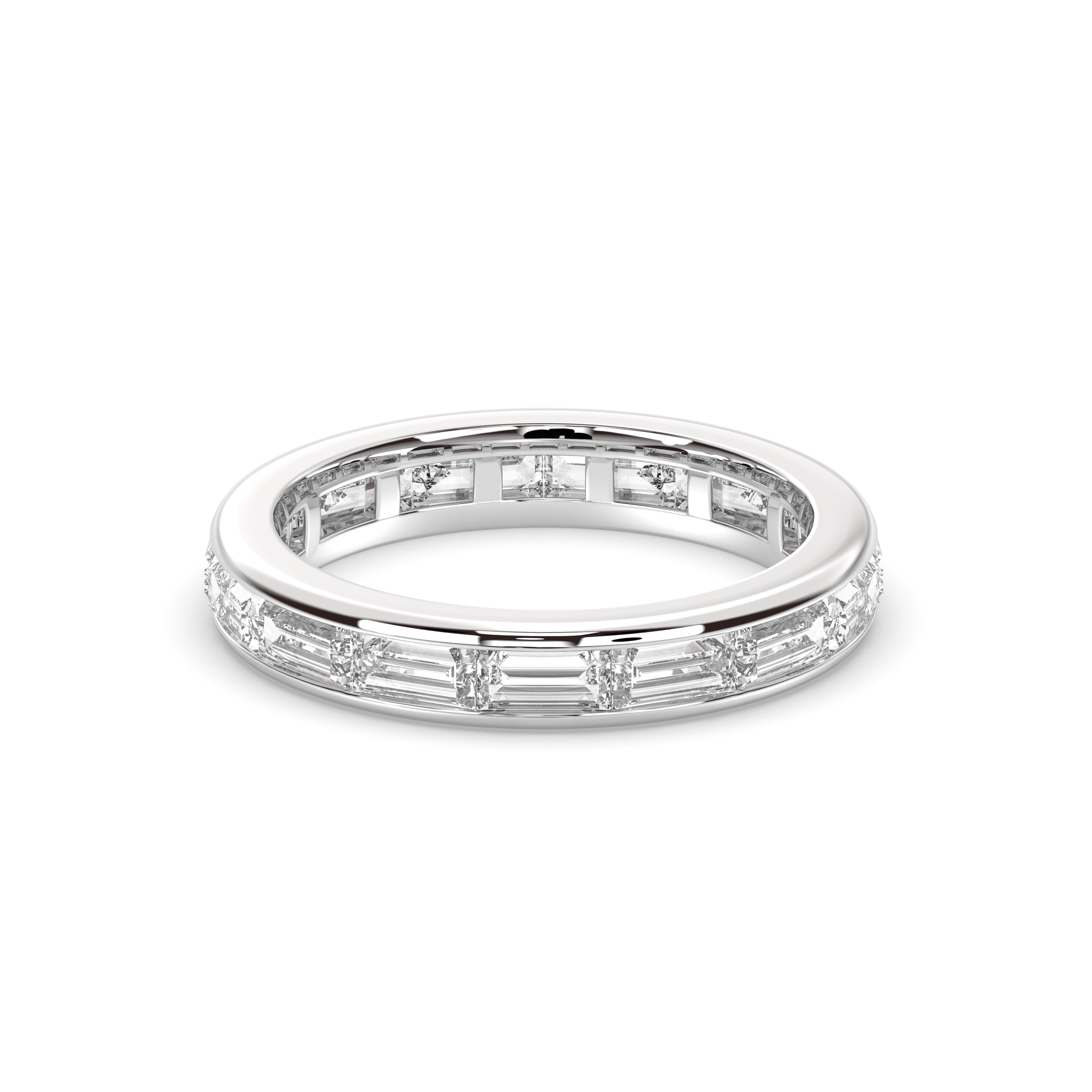 Anello Eternity In Oro Bianco 14K Con Diamanti Baguette - Anello Impilabile Per Anniversario