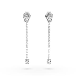 Swoop Lab Diamond Pear and Round Drop Chain Earrings