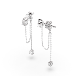 Swoop Lab Diamond Pear and Round Drop Chain Earrings