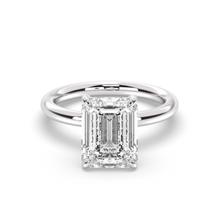 London Hidden Halo Solitaire, Emerald Cut