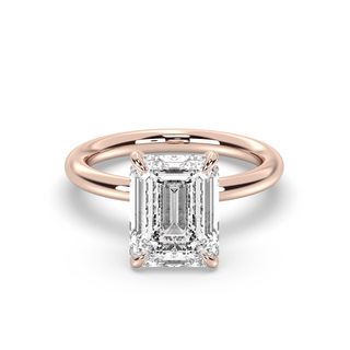 London Hidden Halo Solitaire, Emerald Cut