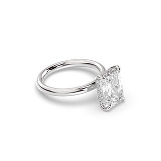 London Hidden Halo Solitaire, Emerald Cut