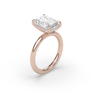 London Hidden Halo Solitaire, Emerald Cut