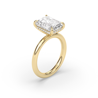 London Hidden Halo Solitaire, Emerald Cut