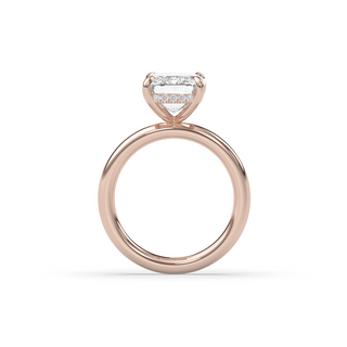 London Hidden Halo Solitaire, Emerald Cut