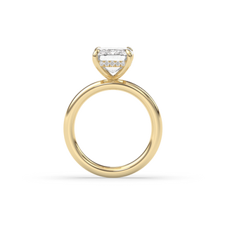 London Hidden Halo Solitaire, Emerald Cut