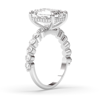 Rome Shared Prong Ring, Emerald Cut