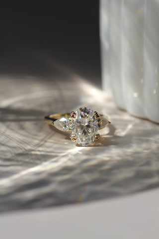 Shown with a 3 ct Moissanite