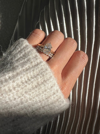 Oval Lab Diamond Half Eternity Wedding Band