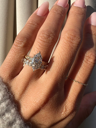 Oval Lab Diamond Half Eternity Wedding Band